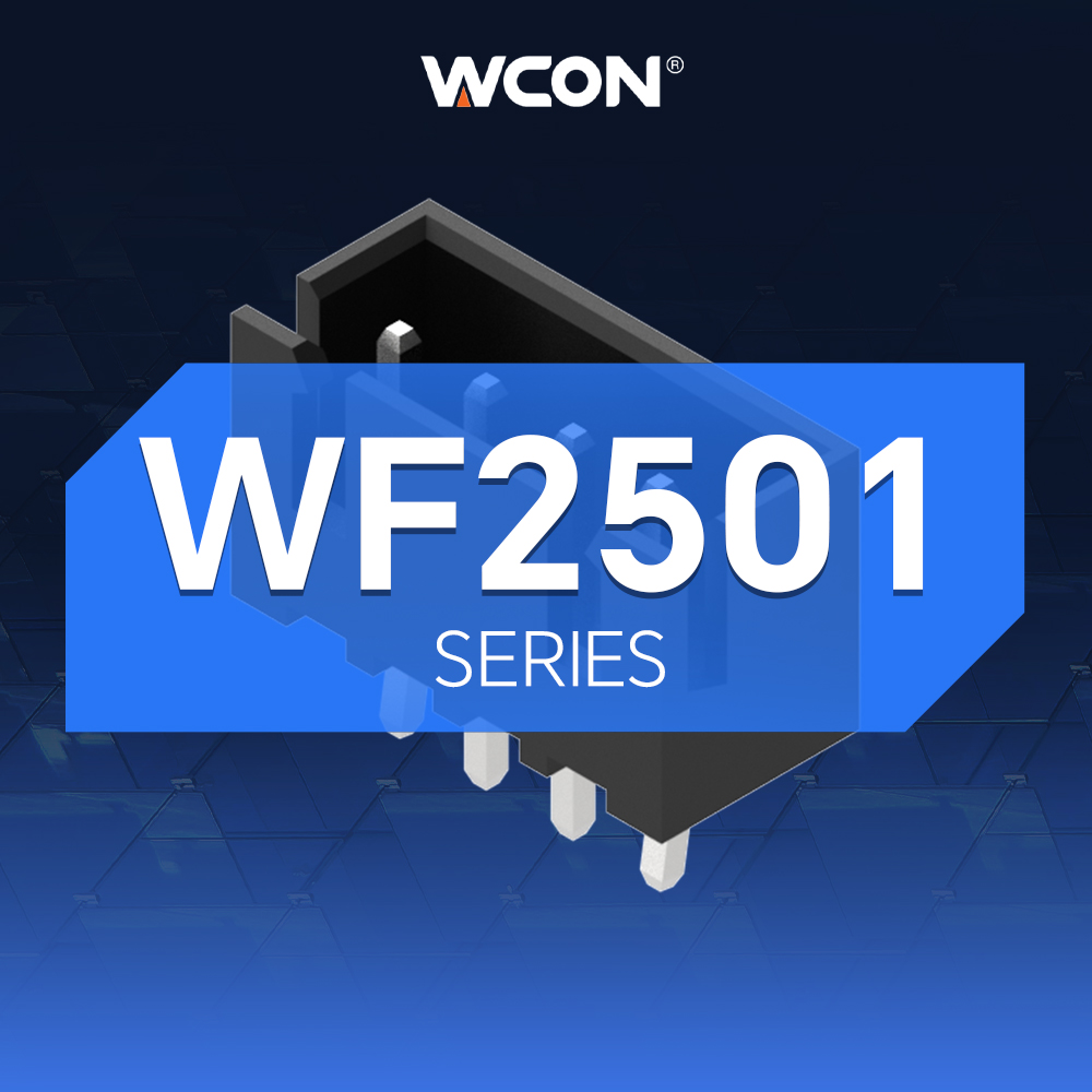 WF2501系列連接器 : 2.50mm間距線對板鎖扣設計，高保持力